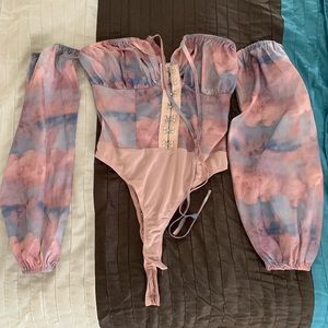 off the shoulder watercolor bodysuit